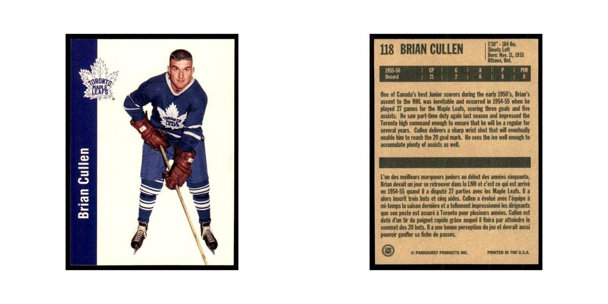1994 Parkhurst Missing Link 1956-57 Brian Cullen Toronto Maple Leafs #118