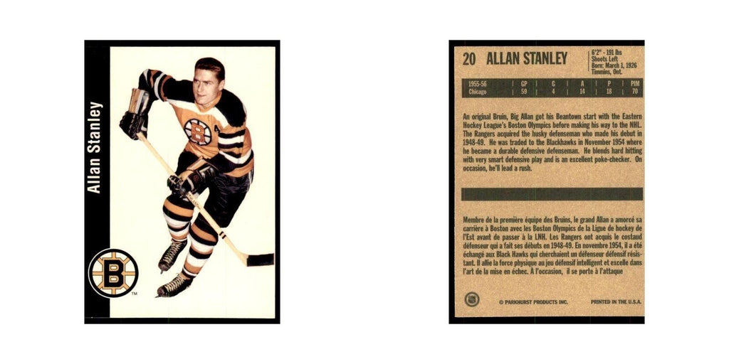 1994 Parkhurst Missing Link 1956-57 Allan Stanley RC Boston Bruins #20