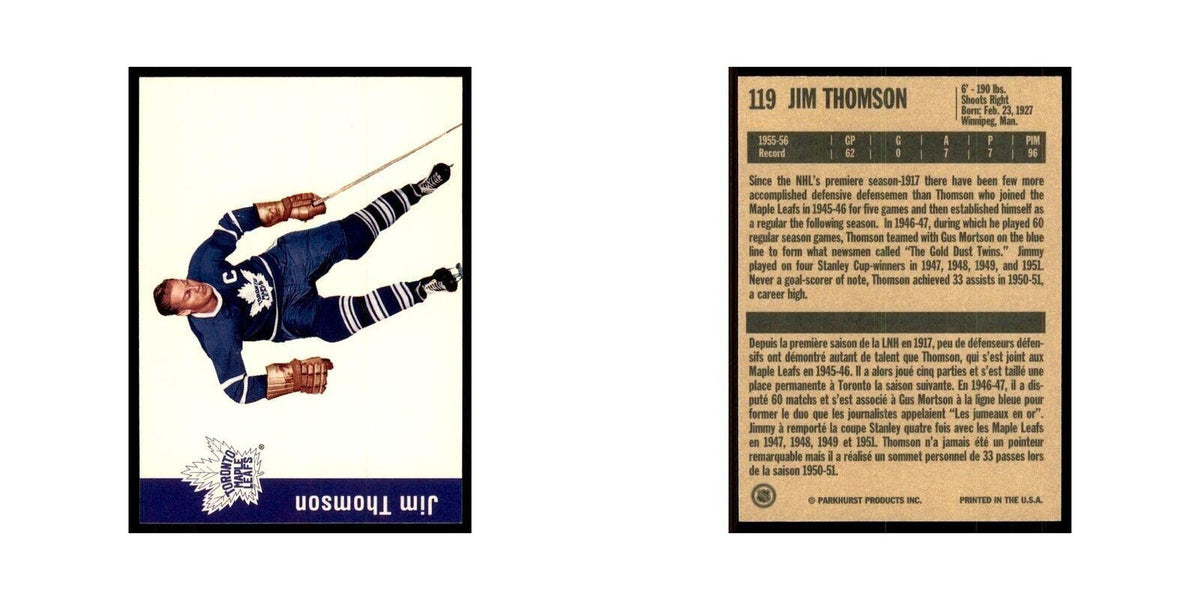 1994 Parkhurst Missing Link 1956-57 Jim Thomson Toronto Maple Leafs #119