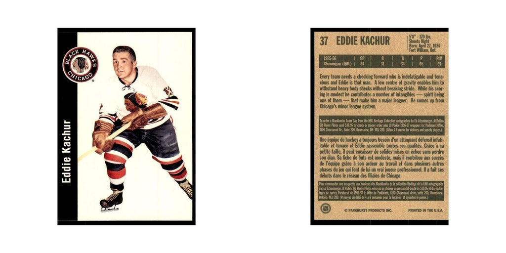 1994 Parkhurst Missing Link 1956-57 Eddie Kachur RC Chicago Blackhawks #37