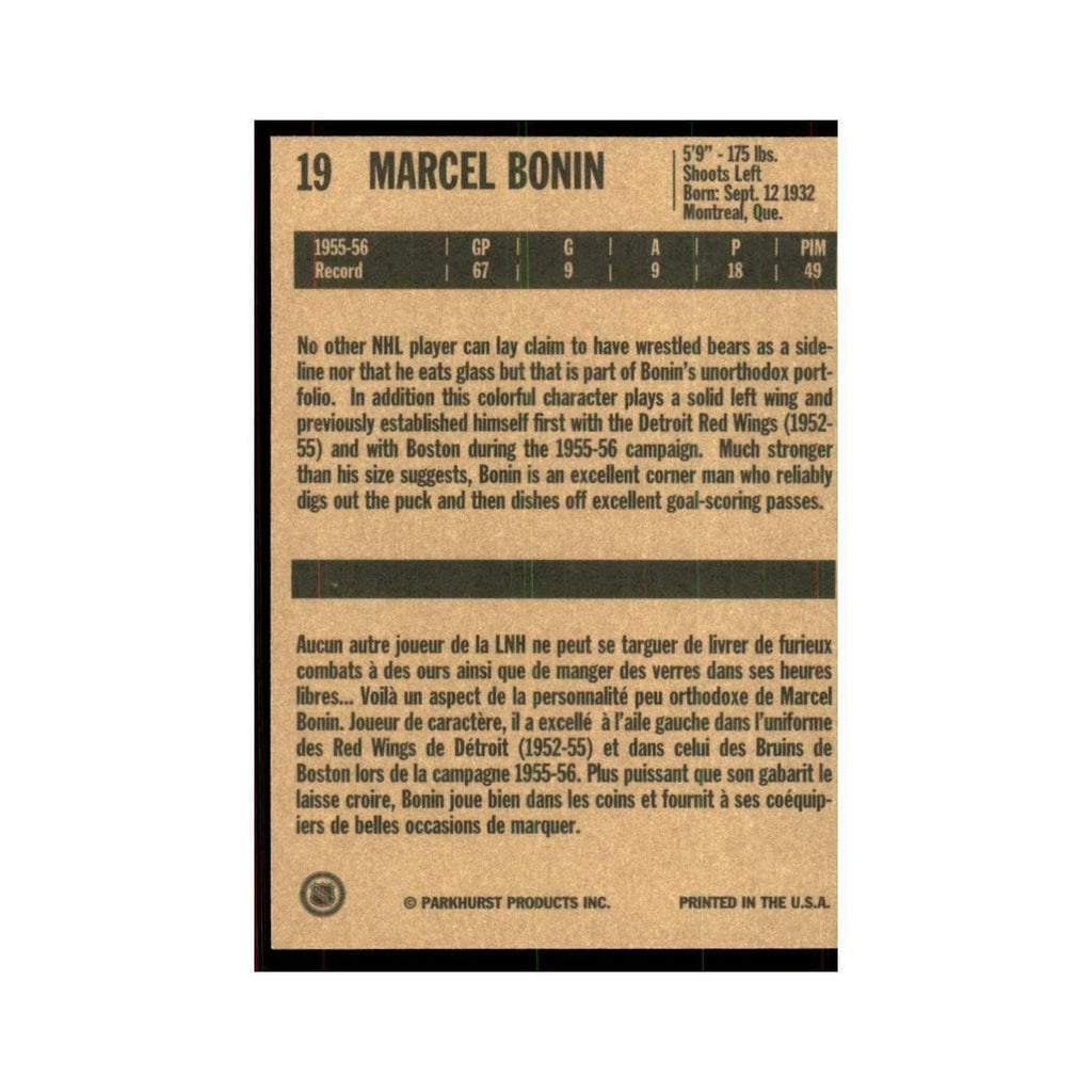 1994 Parkhurst Missing Link 1956-57 Marcel Bonin RC Boston Bruins #19