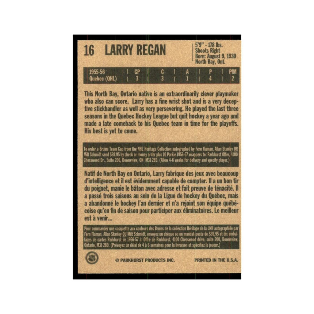 1994 Parkhurst Missing Link 1956-57 Larry Regan Boston Bruins #16