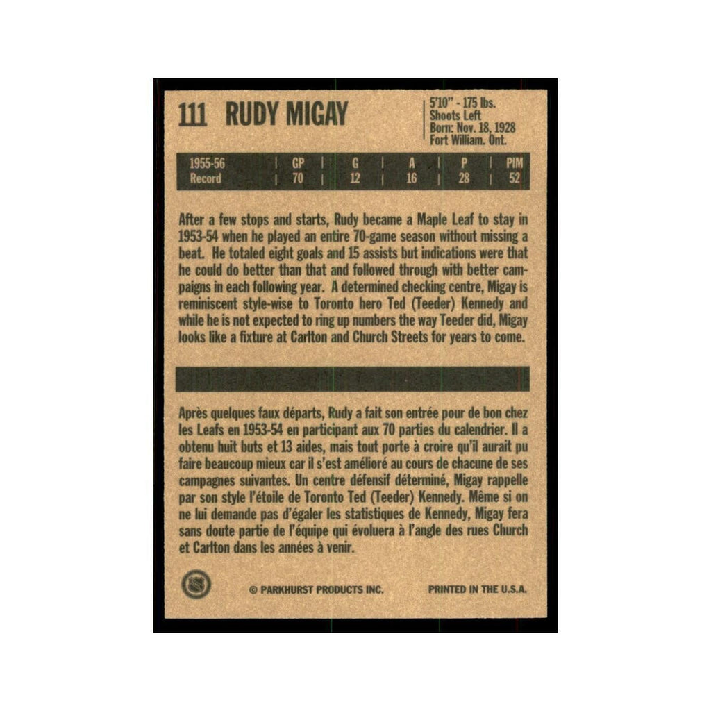 1994 Parkhurst Missing Link 1956-57 Rudy Migay Toronto Maple Leafs #111
