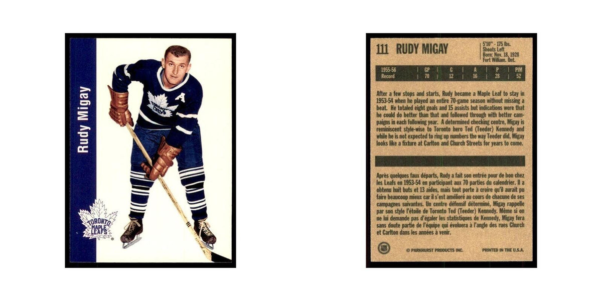 1994 Parkhurst Missing Link 1956-57 Rudy Migay Toronto Maple Leafs #111