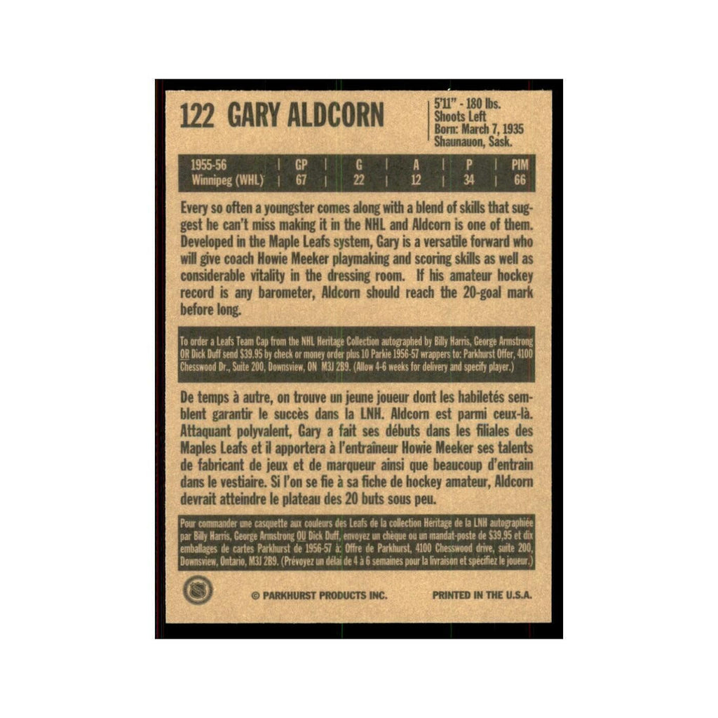 1994 Parkhurst Missing Link 1956-57 Gary Aldcorn Toronto Maple Leafs #122