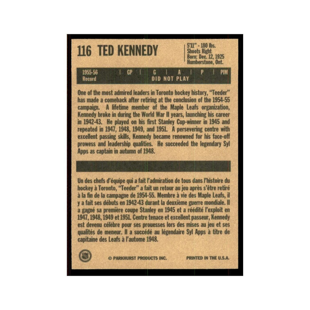 1994 Parkhurst Missing Link 1956-57 Ted Kennedy Toronto Maple Leafs #116