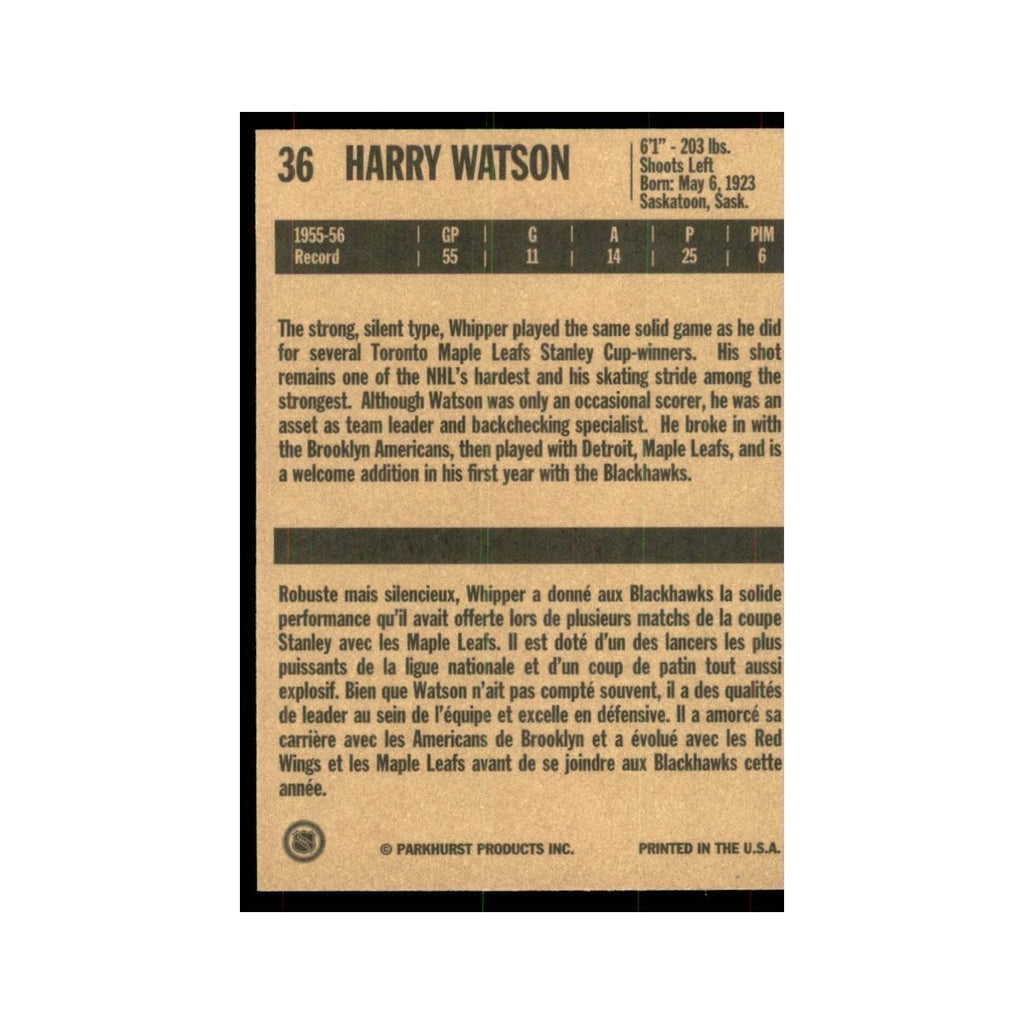 1994 Parkhurst Missing Link 1956-57 Harry Watson RC Chicago Blackhawks #36