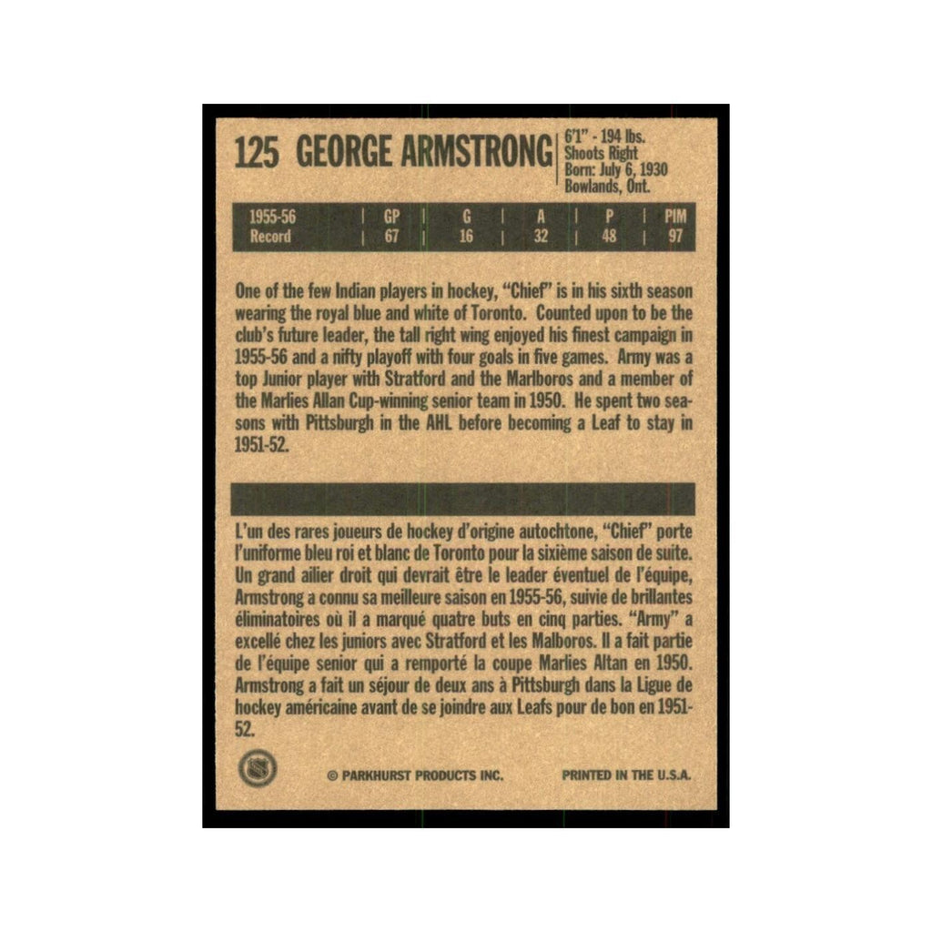 1994 Parkhurst Missing Link 1956-57 George Armstrong Toronto Maple Leafs #125