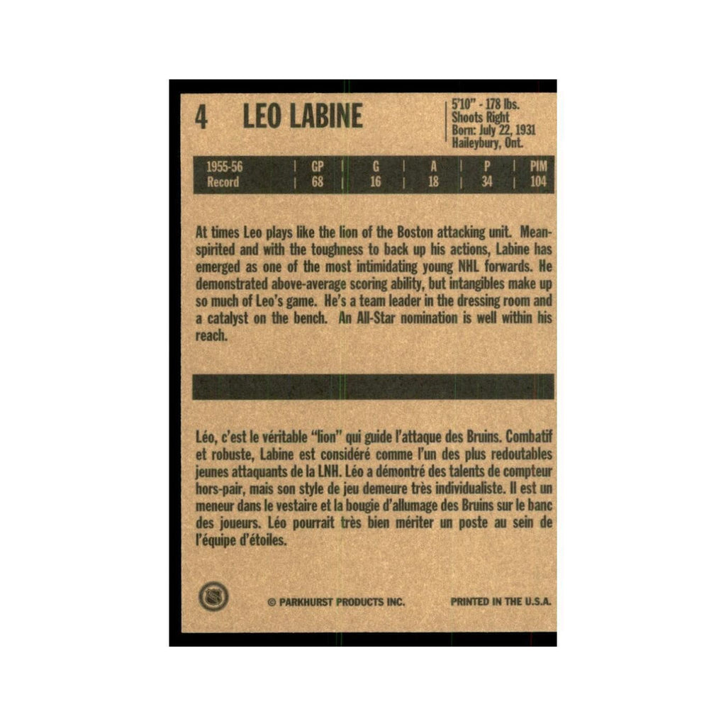 1994 Parkhurst Missing Link 1956-57 Leo Labine Boston Bruins #4