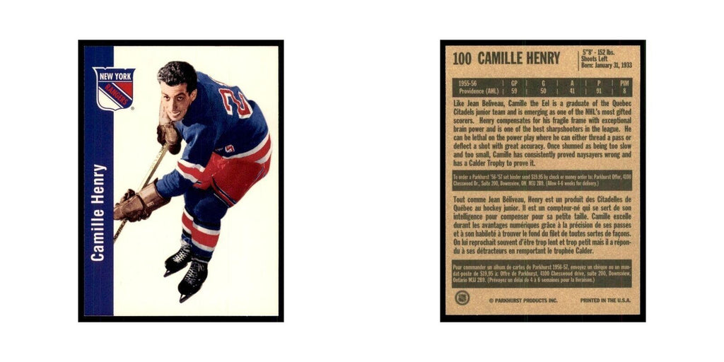 1994 Parkhurst Missing Link 1956-57 Camille Henry New York Rangers #100