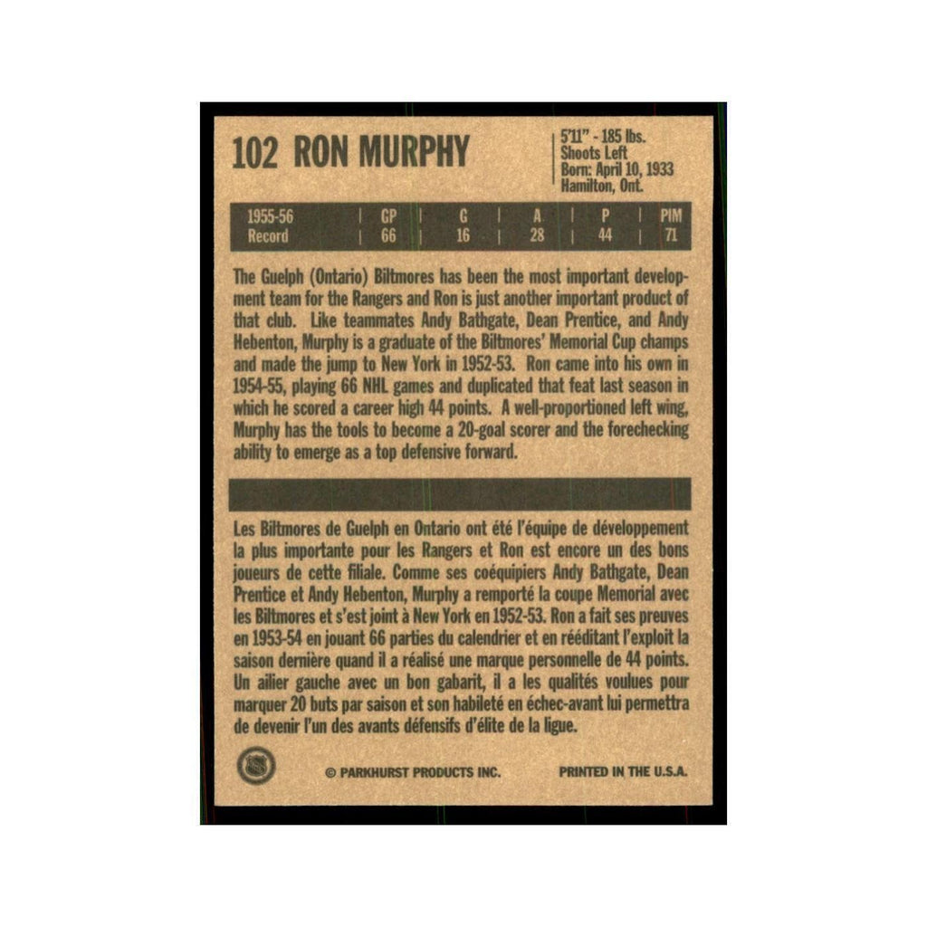 1994 Parkhurst Missing Link 1956-57 Ron Murphy New York Rangers #102
