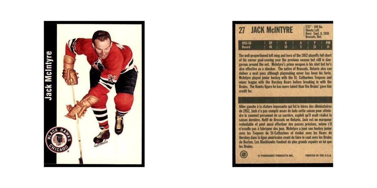 1994 Parkhurst Missing Link 1956-57 Jack McIntyre Chicago Blackhawks #27