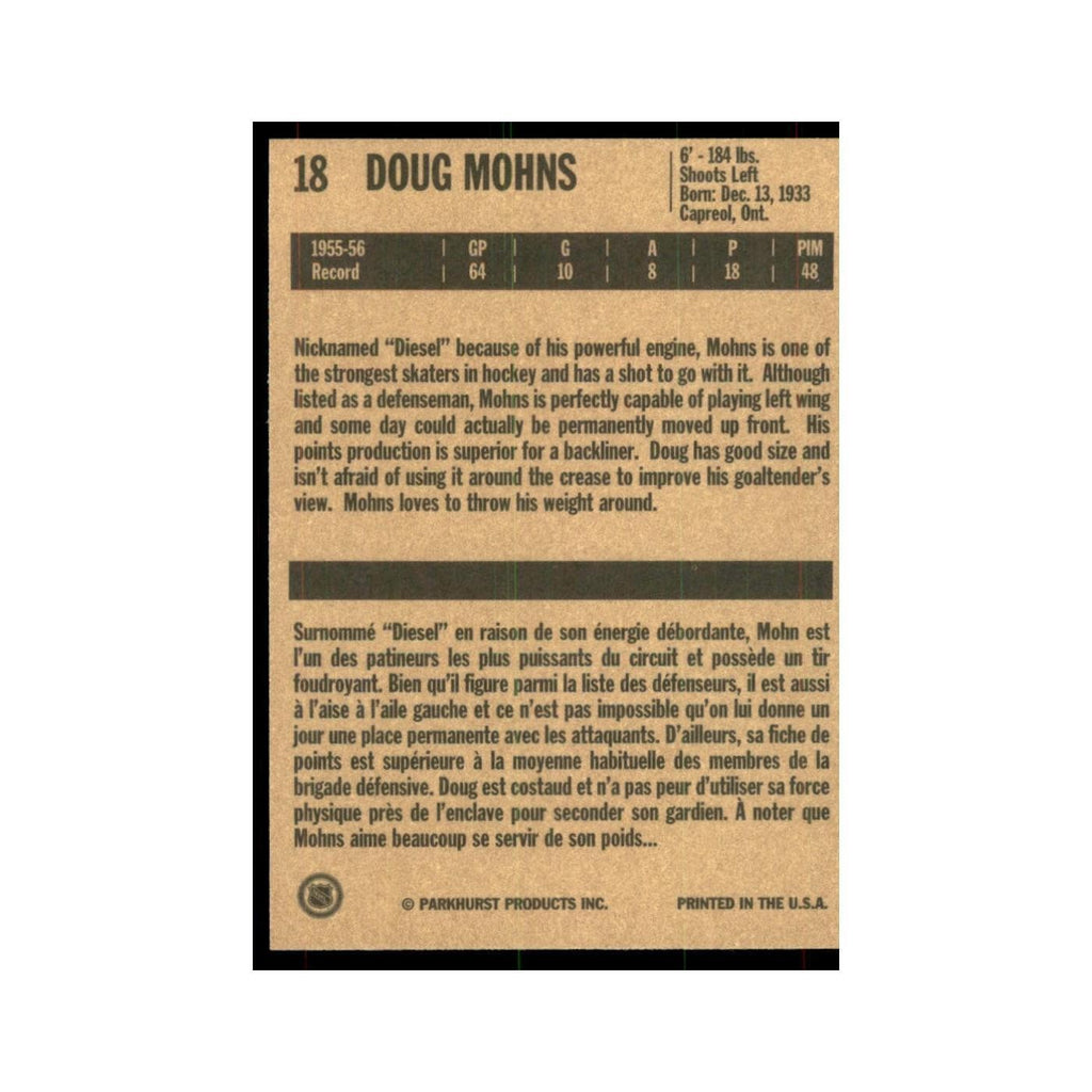 1994 Parkhurst Missing Link 1956-57 Doug Mohns Boston Bruins #18