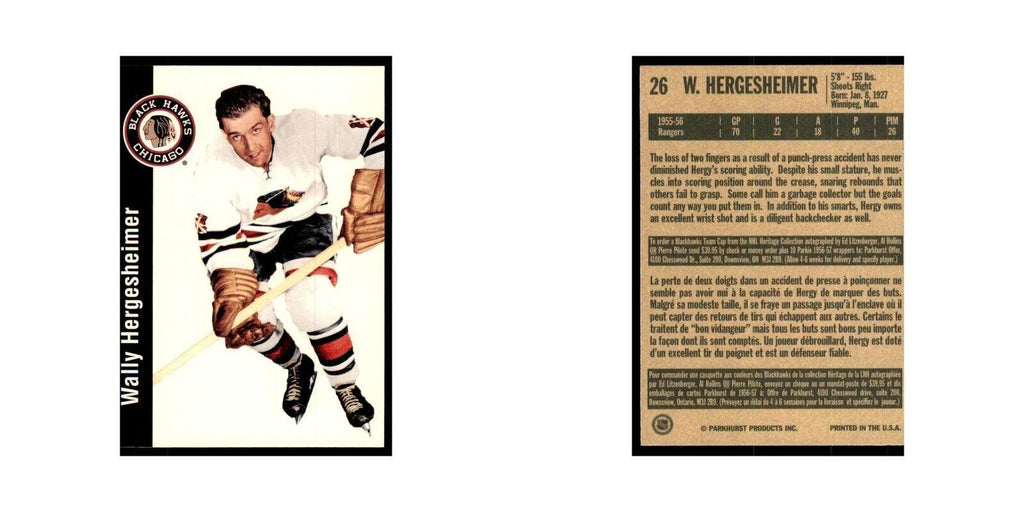 1994 Parkhurst Missing Link 1956-57 Wally Hergesheimer Chicago Blackhawks #26