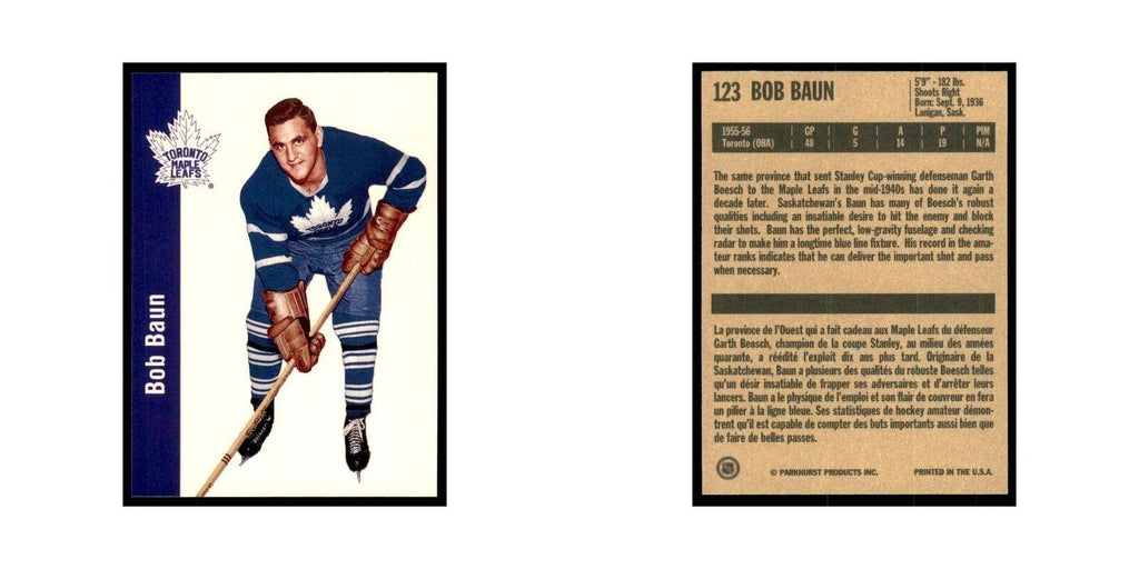 1994 Parkhurst Missing Link 1956-57 Bob Baun Toronto Maple Leafs #123