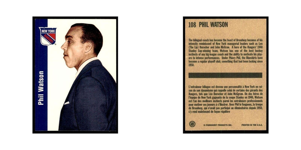 1994 Parkhurst Missing Link 1956-57 Phil Watson New York Rangers #108