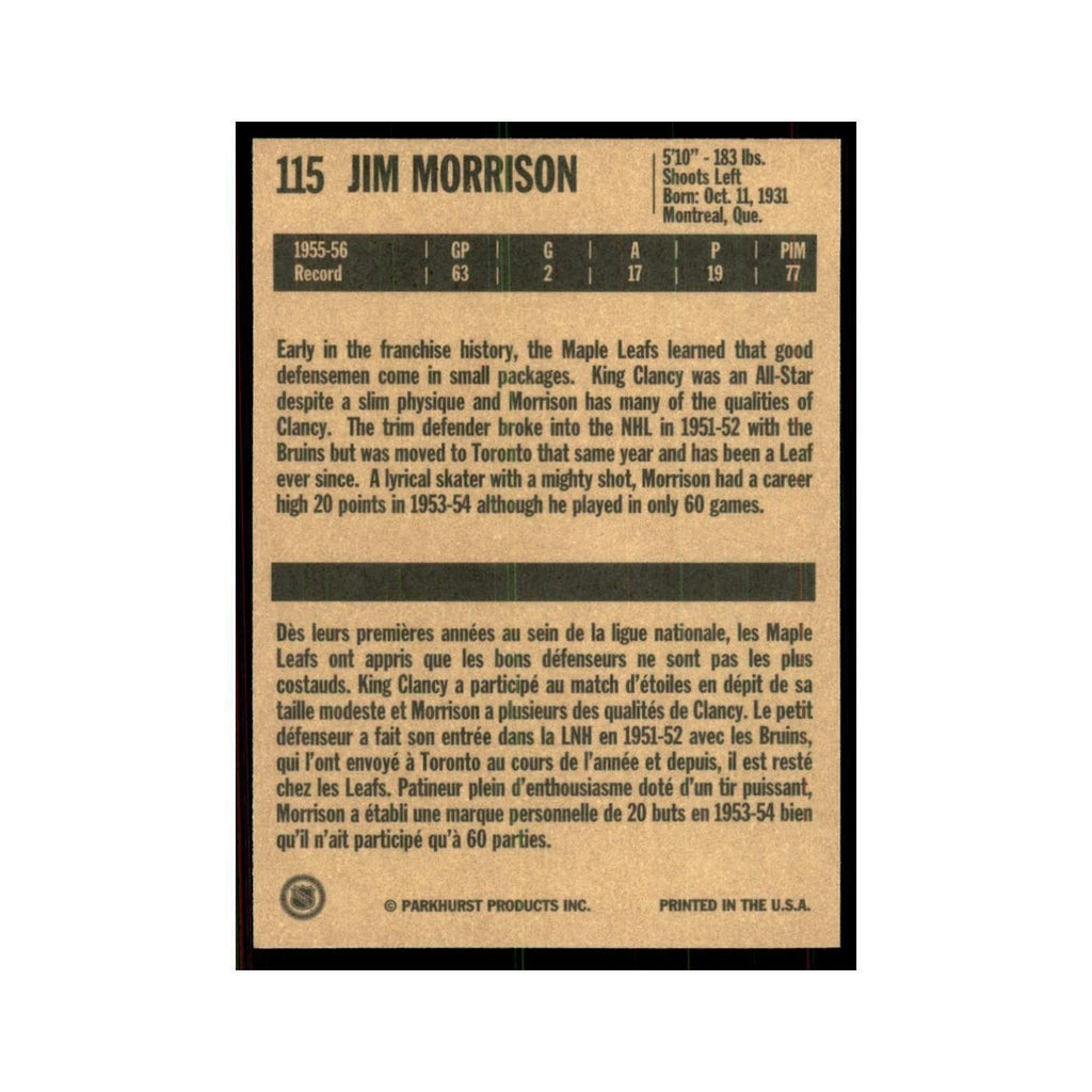 1994 Parkhurst Missing Link 1956-57 Jim Morrison Toronto Maple Leafs #115