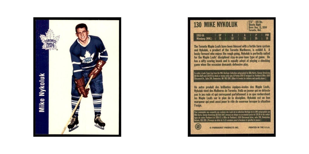 1994 Parkhurst Missing Link 1956-57 Mike Nykoluk Toronto Maple Leafs #130