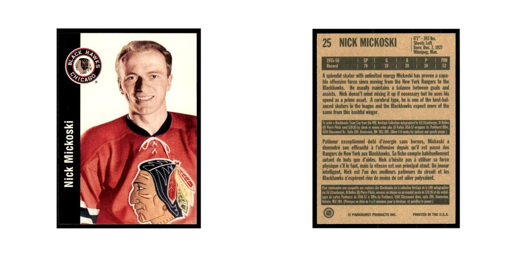 1994 Parkhurst Missing Link Nick Mickoski Chicago Blackhawks #25