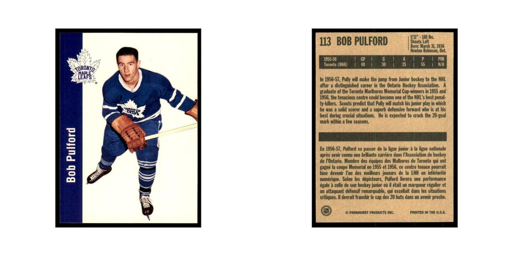 1994 Parkhurst Missing Link Bob Pulford Toronto Maple Leafs #113