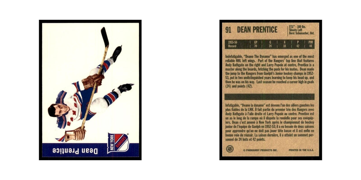 1994 Parkhurst Missing Link Dean Prentice New York Rangers #91