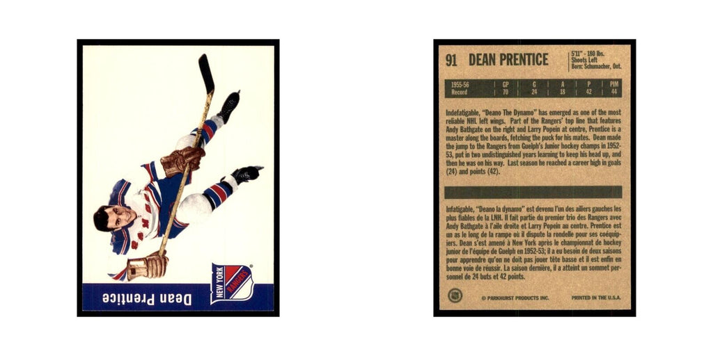 1994 Parkhurst Missing Link Dean Prentice New York Rangers #91
