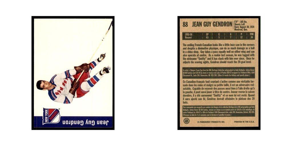 1994 Parkhurst Missing Link Jean Guy Gendron New York Rangers #88
