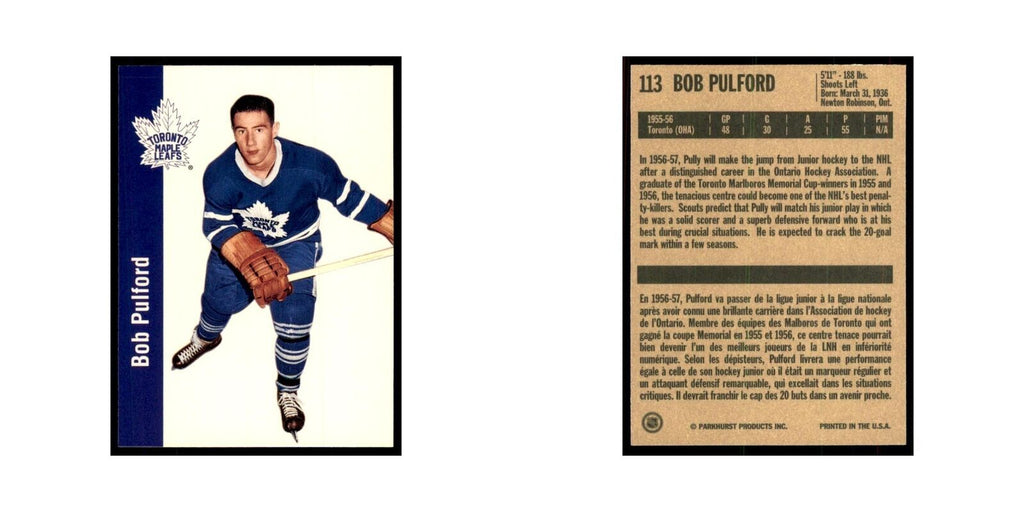 1994 Parkhurst Missing Link Bob Pulford Toronto Maple Leafs #113