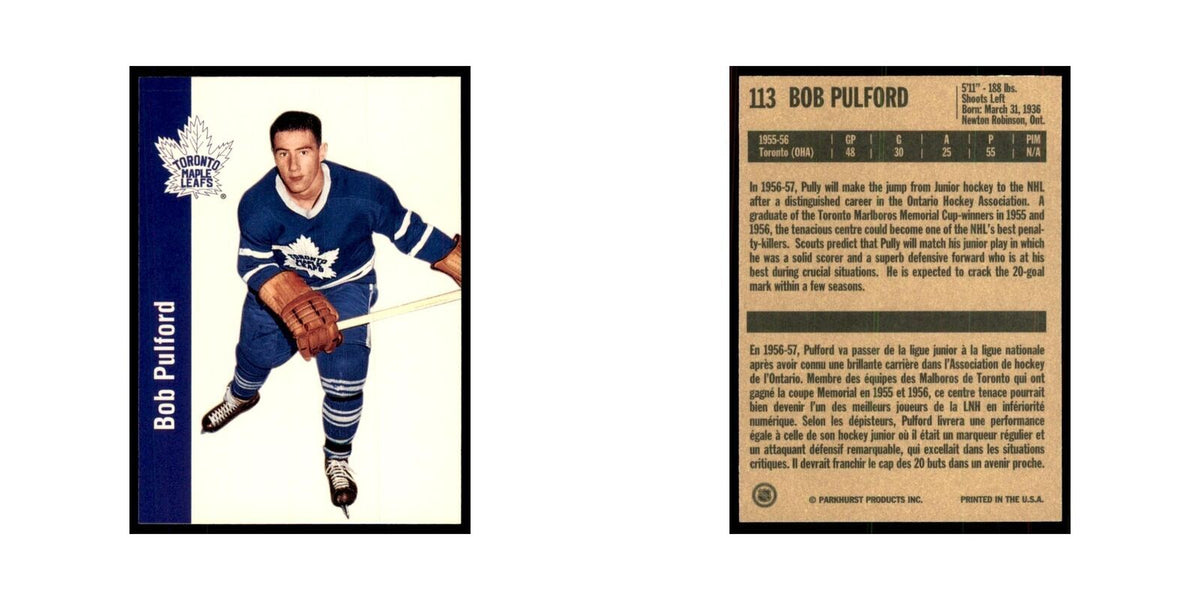 1994 Parkhurst Missing Link Bob Pulford Toronto Maple Leafs #113