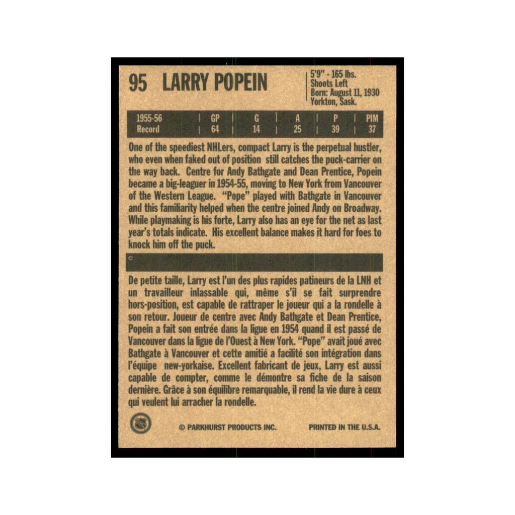 1994 Parkhurst Missing Link Larry Popein New York Rangers #95