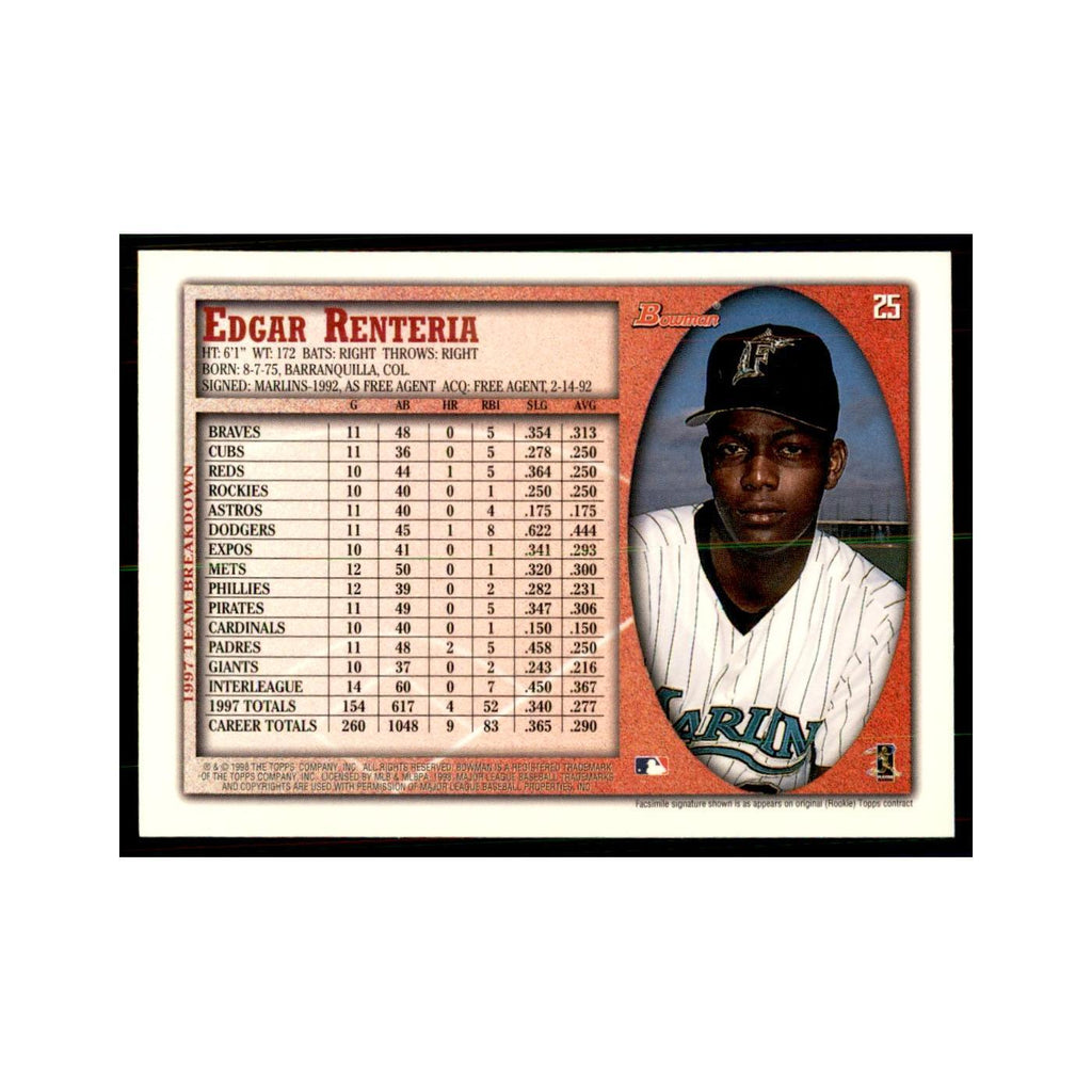1998 Bowman Edgar Renteria Baseball Cards #25
