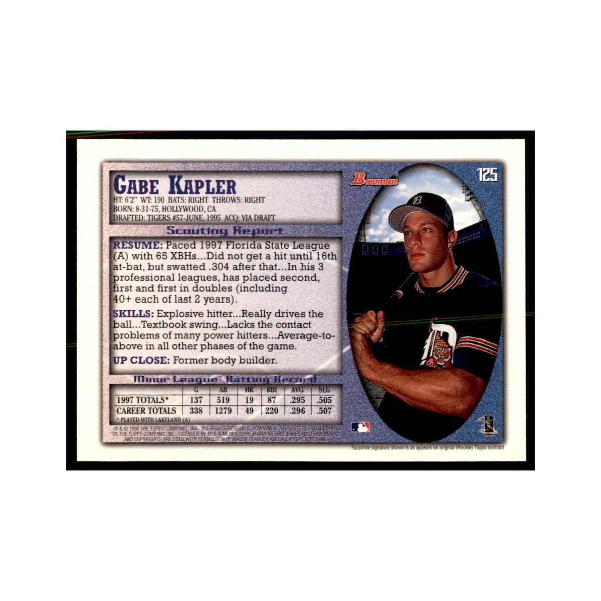 1998 Bowman Gabe Kapler Baseball Cards #125