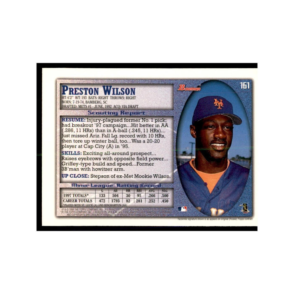 1998 Bowman Preston Wilson Baseball Cards #161