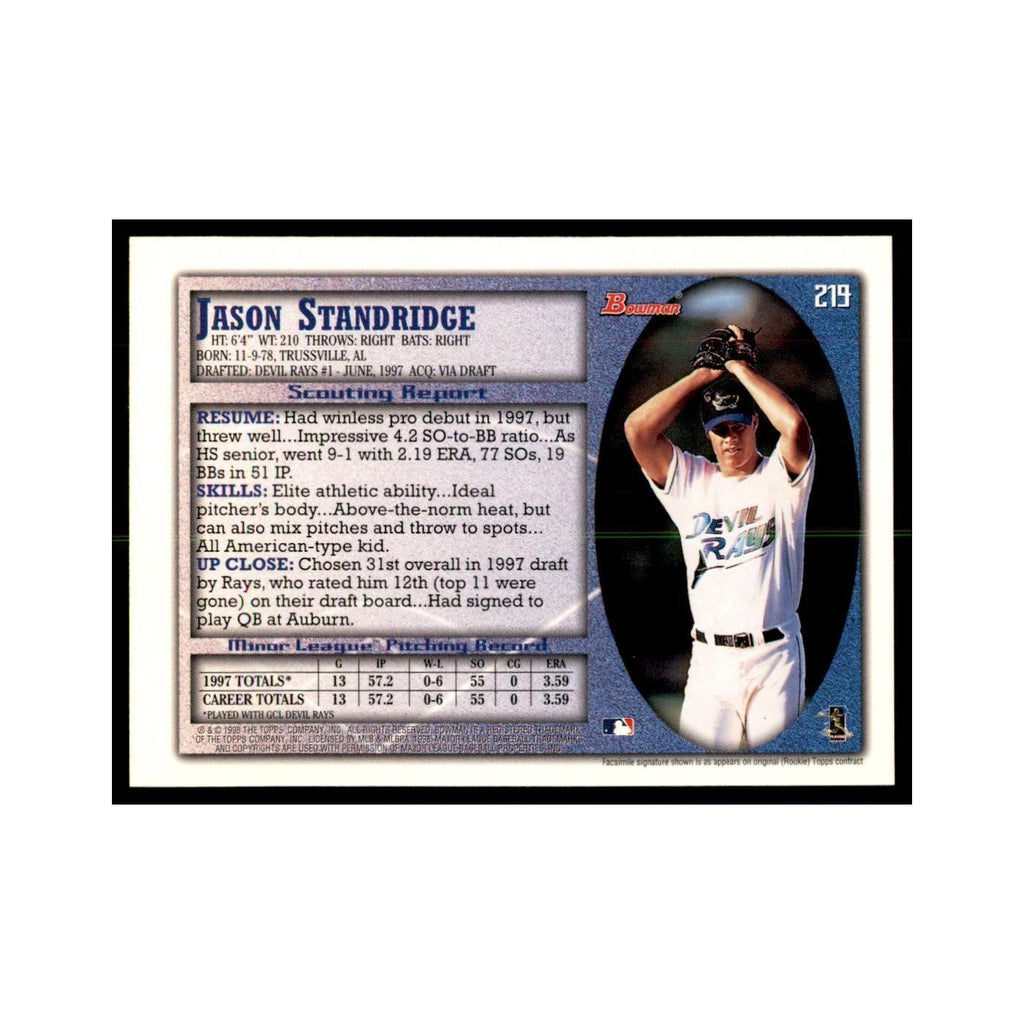 1998 Bowman Jason Standridge Baseball Cards #219