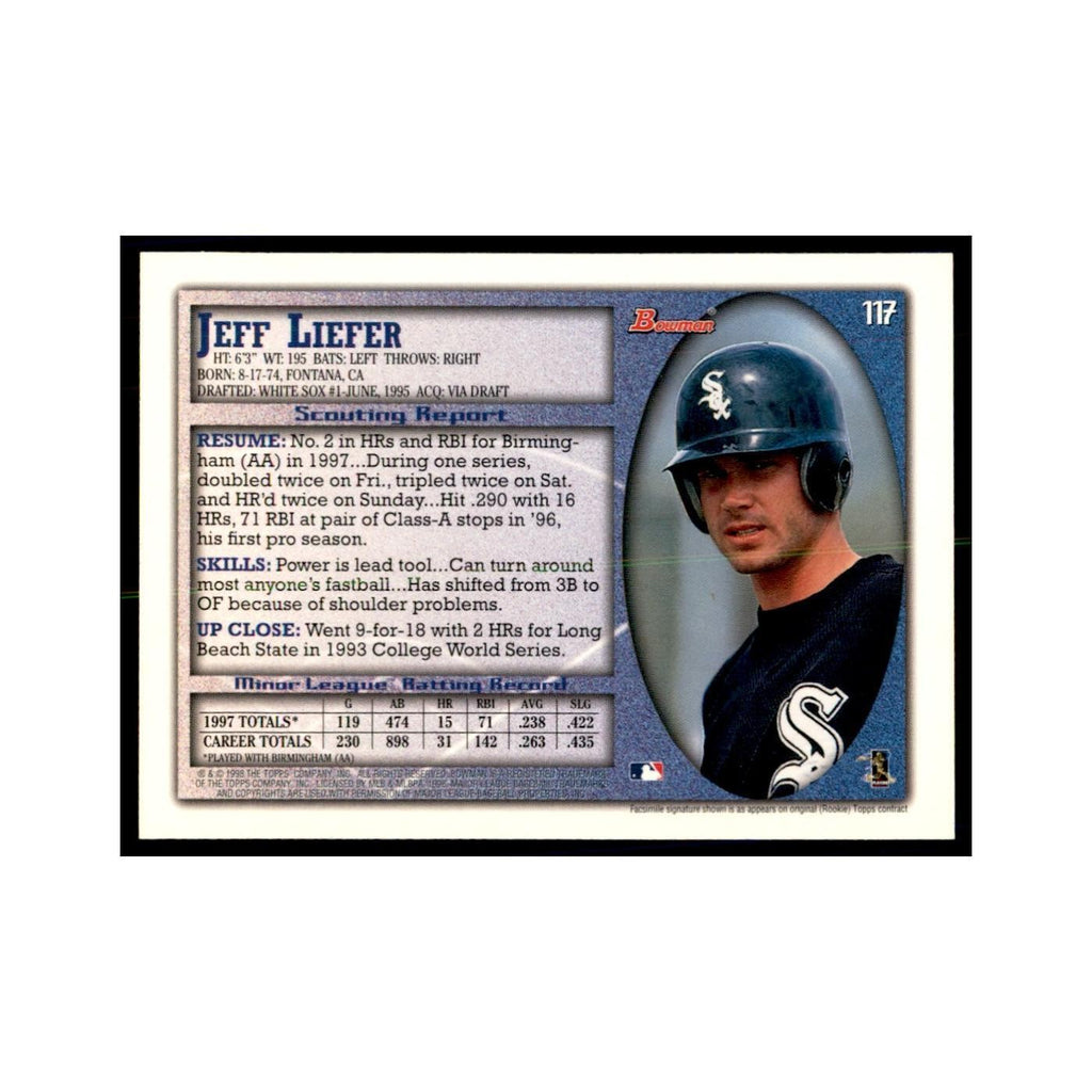 1998 Bowman Jeff Liefer Baseball Cards #117