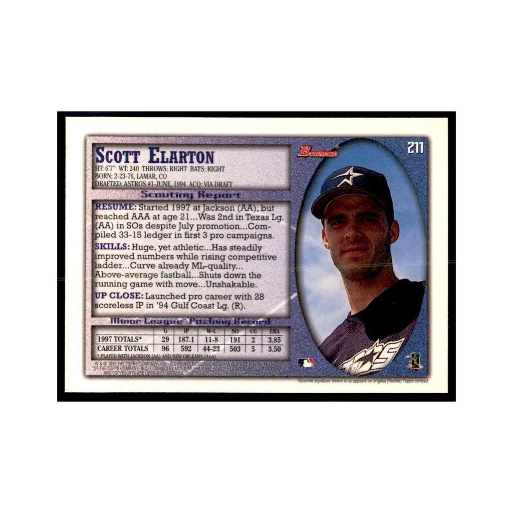 1998 Bowman Scott Elarton Baseball Cards #211
