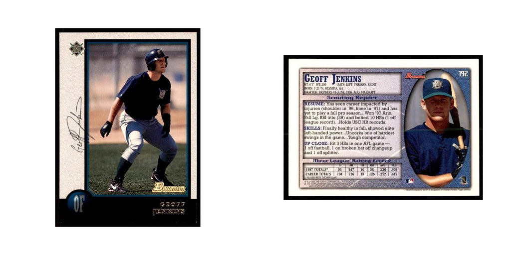 1998 Bowman Geoff Jenkins Baseball Cards #192