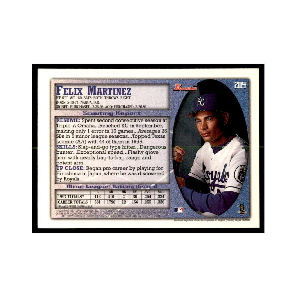 1998 Bowman Felix Martinez Baseball Cards #209