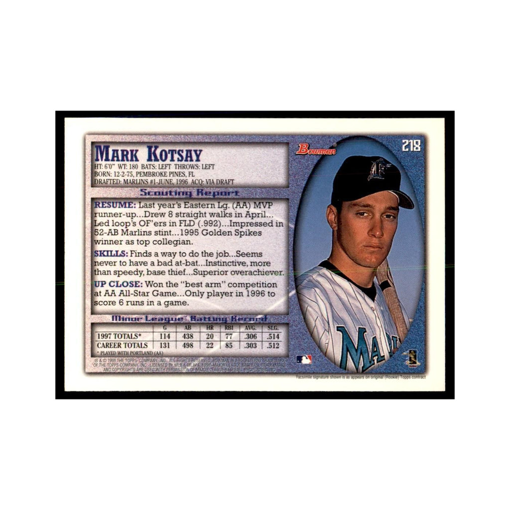 1998 Bowman Mark Kotsay Baseball Cards #218
