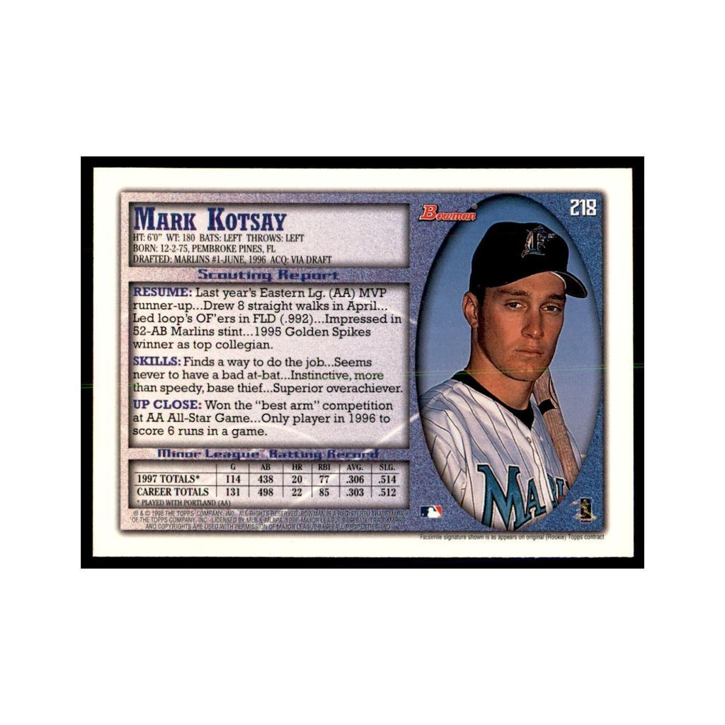 1998 Bowman Mark Kotsay Baseball Cards #218