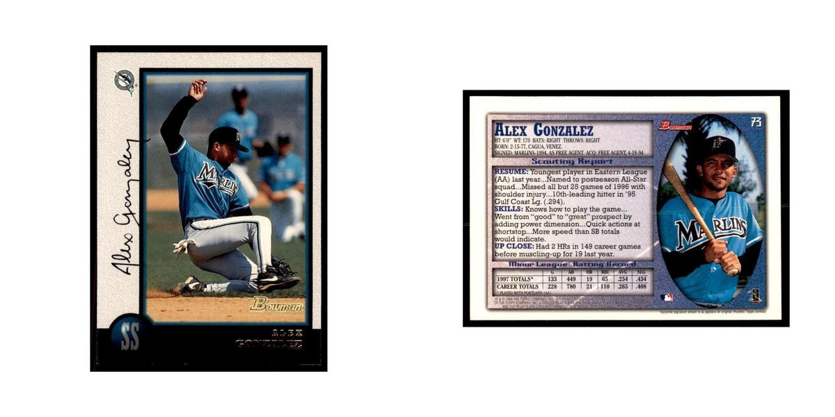 1998 Bowman Alex Gonzalez Baseball Cards #73