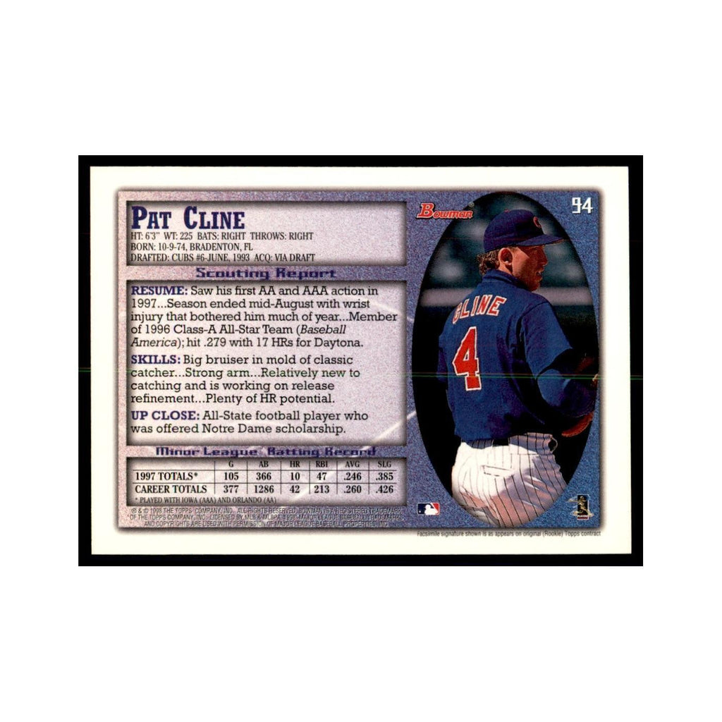 1998 Bowman Pat Cline Baseball Cards #94