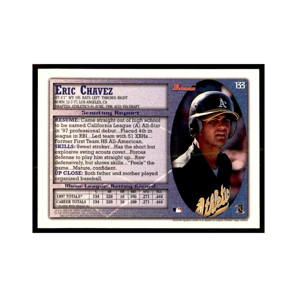 1998 Bowman Eric Chavez Baseball Cards #133