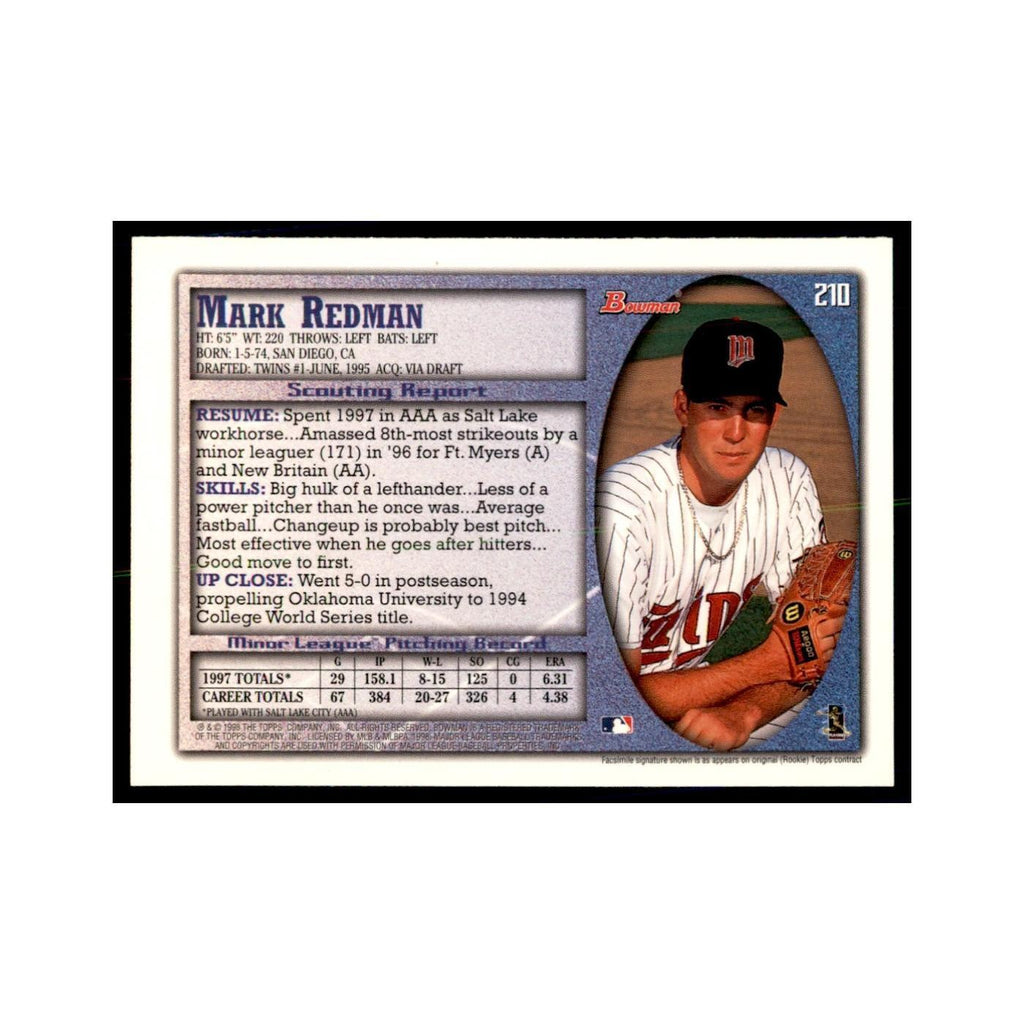 1998 Bowman Mark Redman Baseball Cards #210