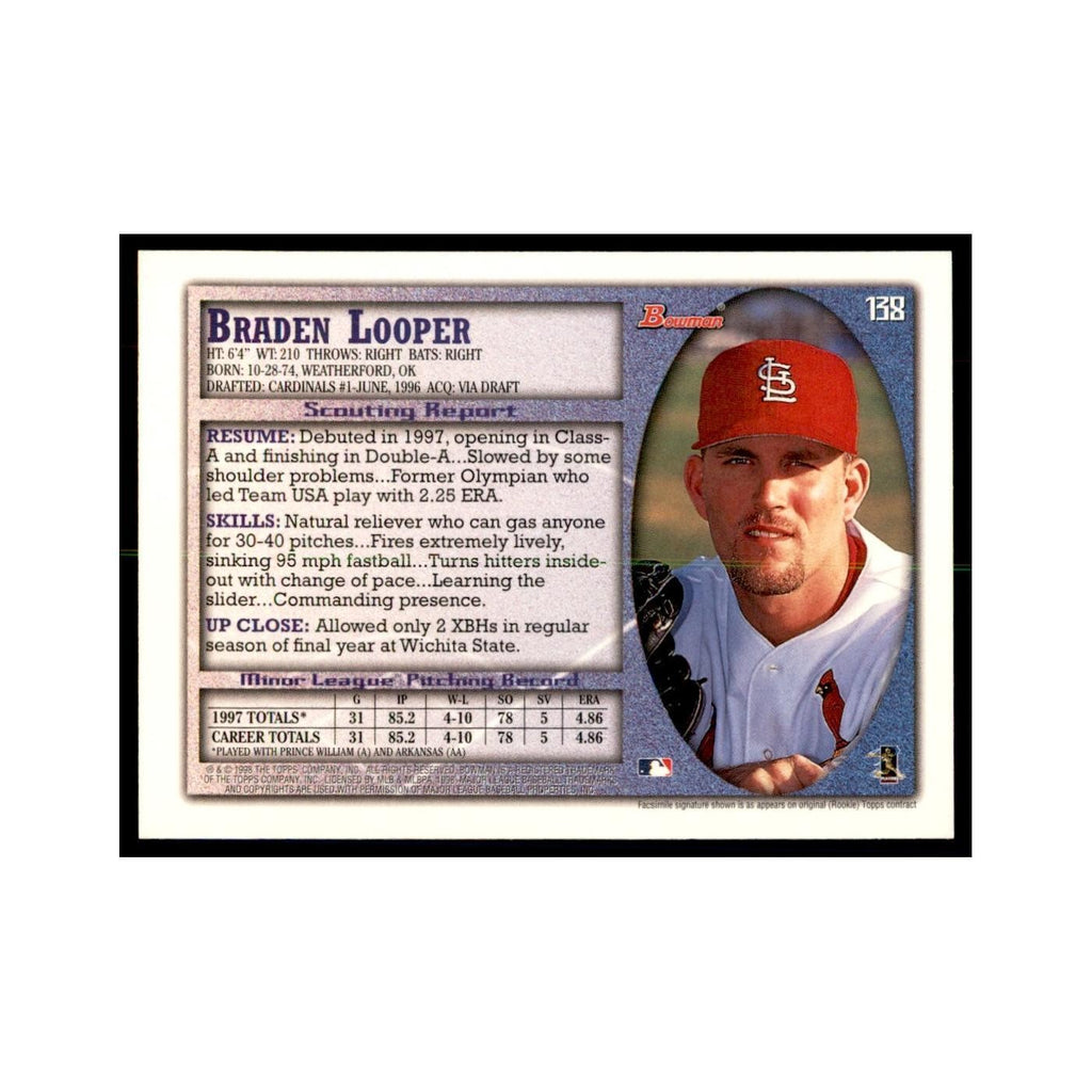 1998 Bowman Braden Looper Baseball Cards #138