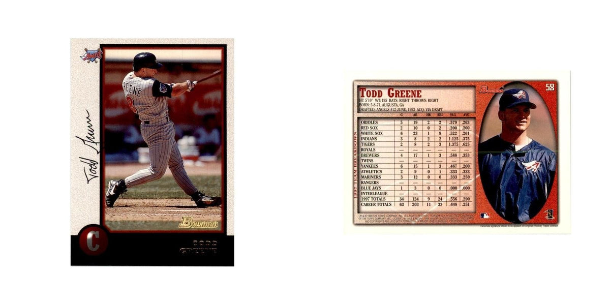 1998 Bowman Todd Greene Baseball Cards #58