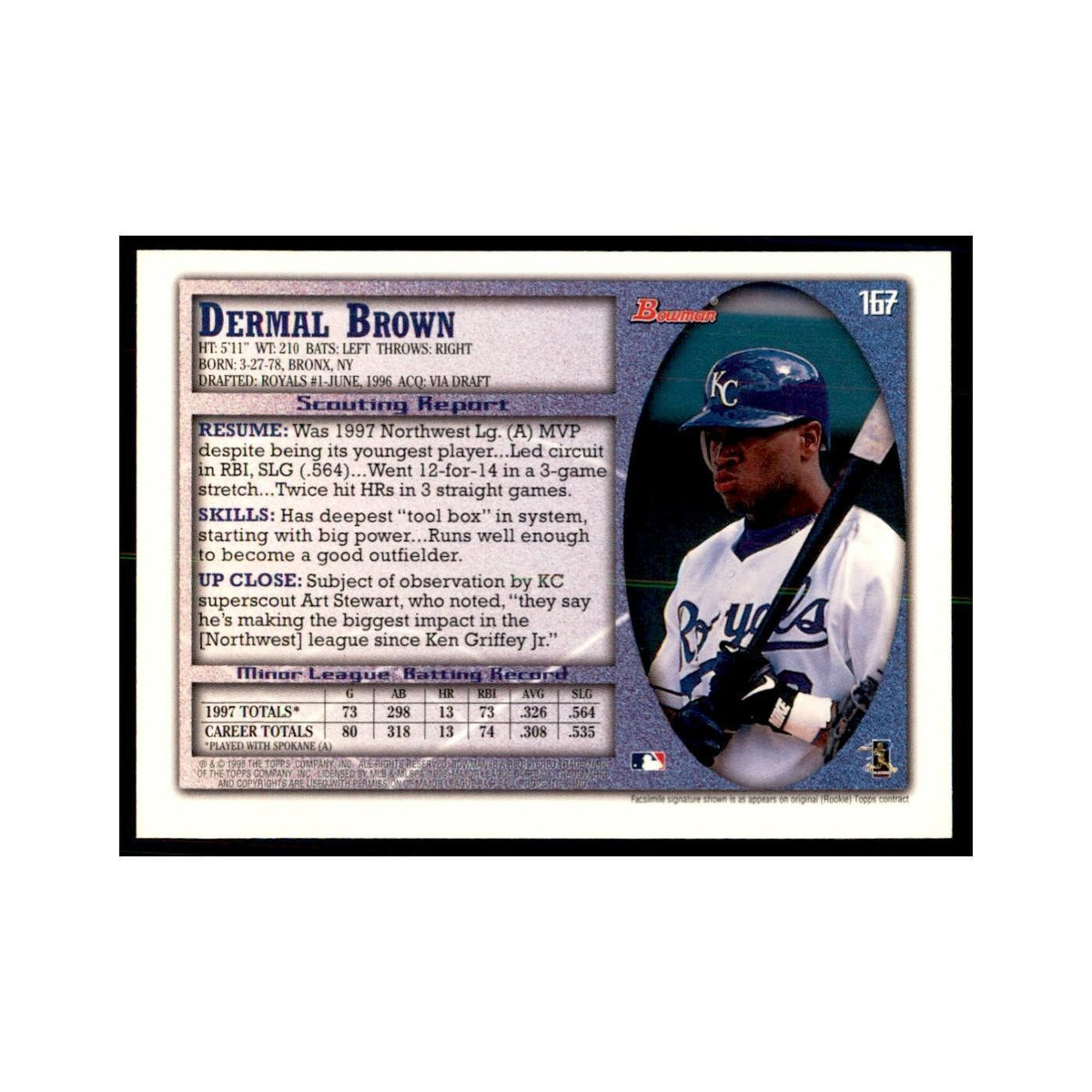 1998 Bowman Dermal Brown Baseball Cards #167