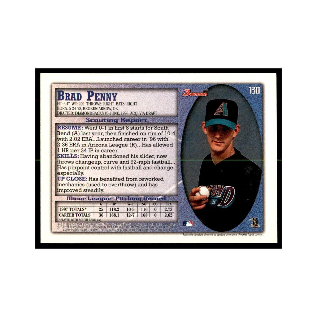 1998 Bowman Brad Penny Baseball Cards #130