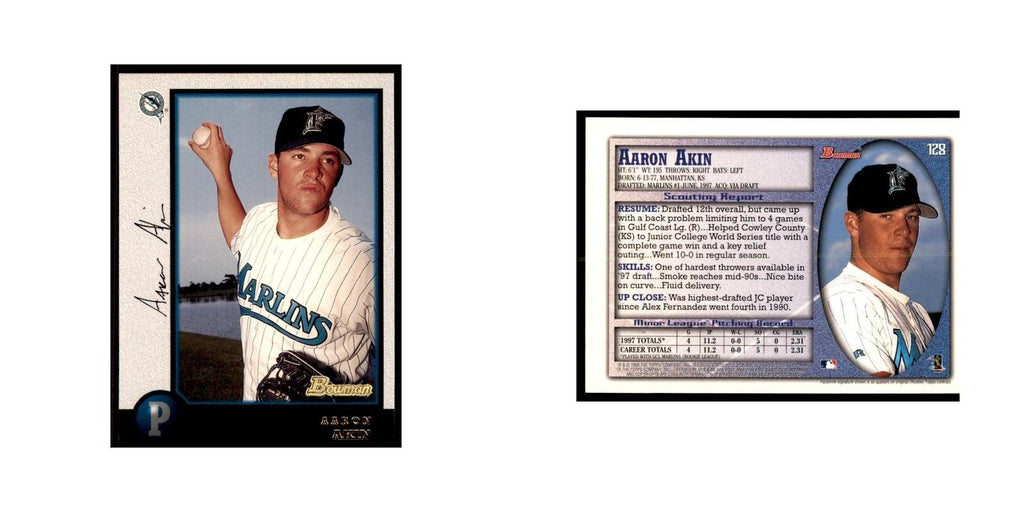 1998 Bowman Aaron Akin Baseball Cards #128