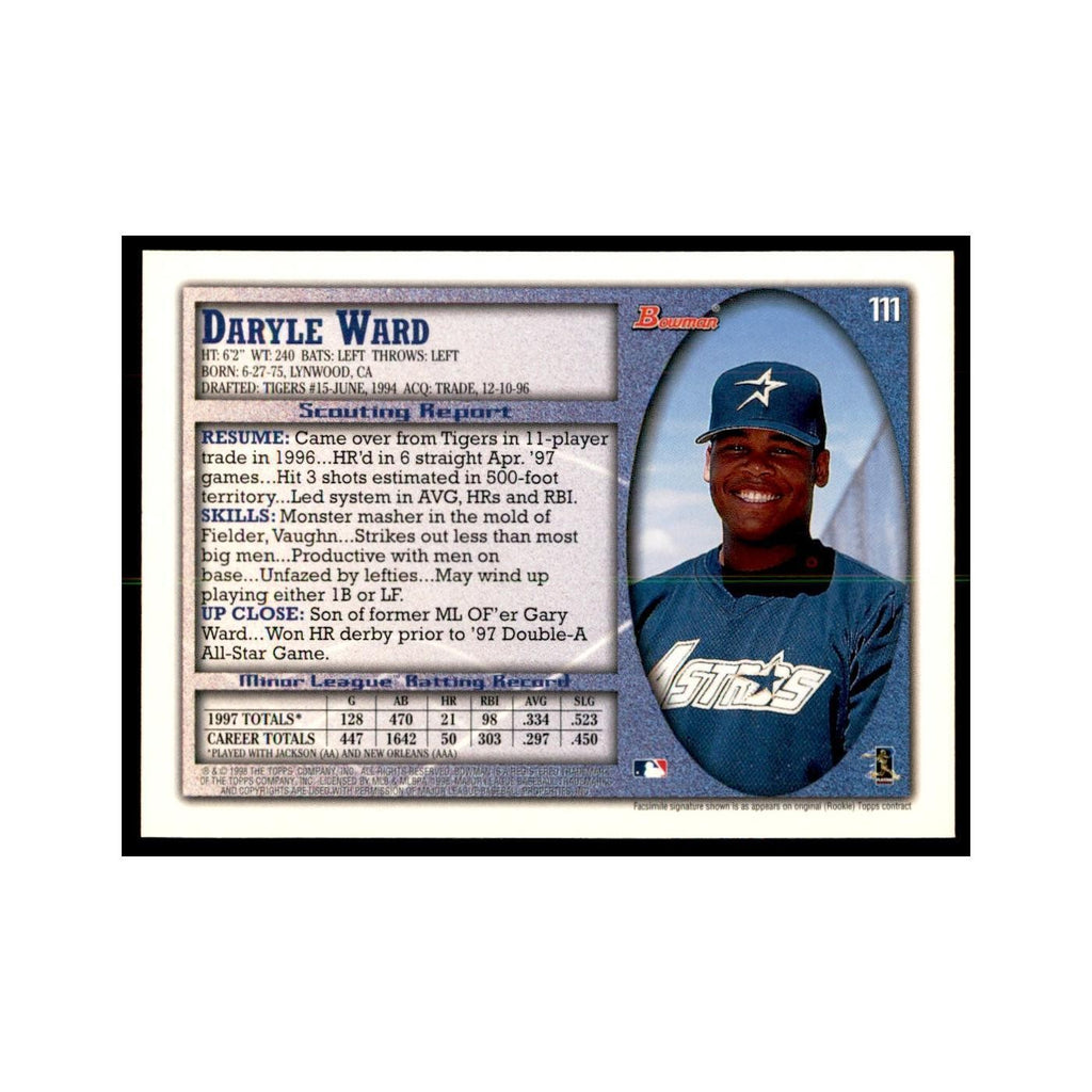 1998 Bowman Daryle Ward Baseball Cards #111